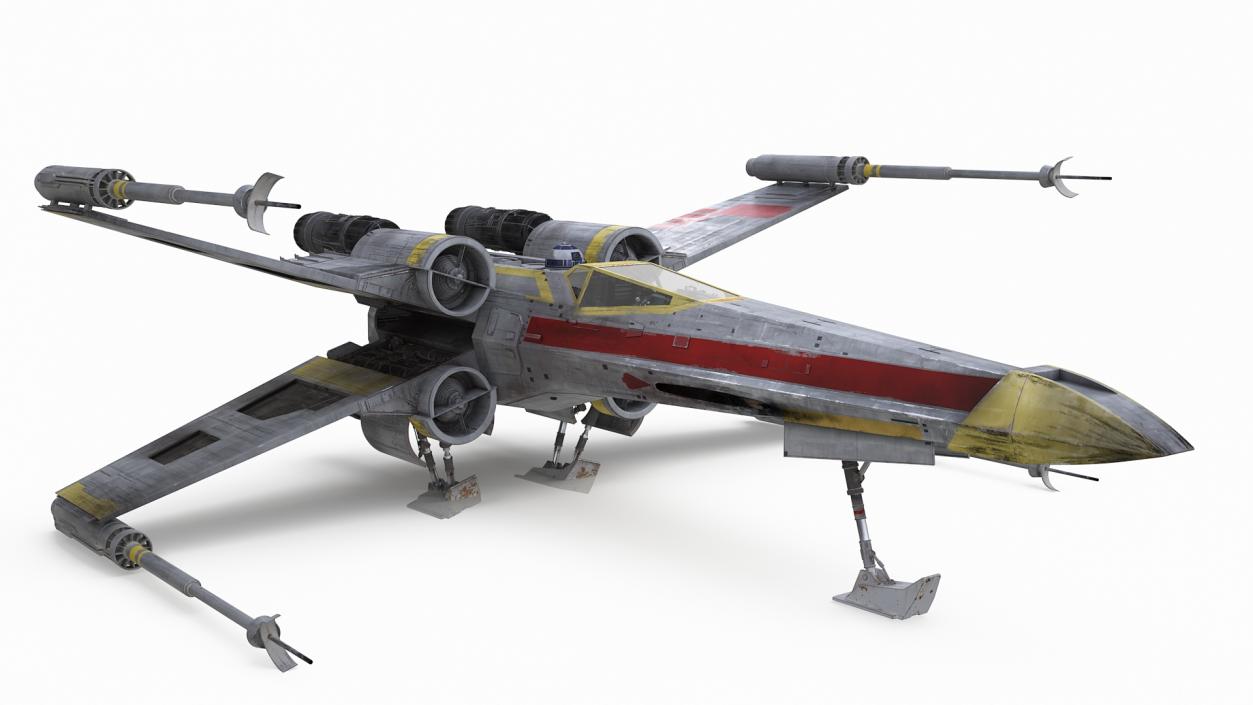 Starfighter X-Wing with Droid R2-D2 Rigged 3D