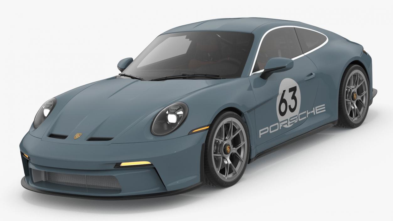 3D Sport Car Porsche 911 2024 Blue 2 model