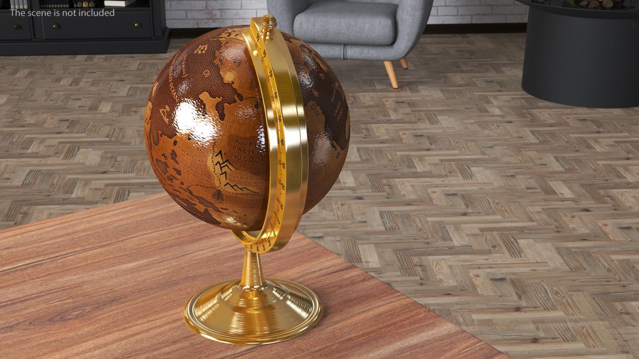 Antique Globe On Bronze Stand 3D model