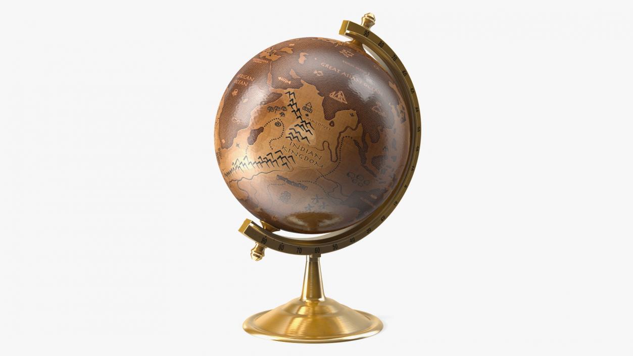 Antique Globe On Bronze Stand 3D model