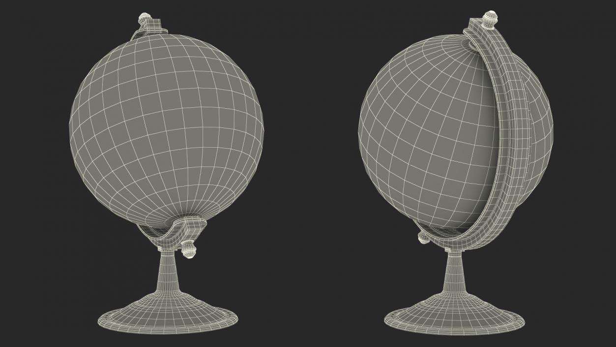 Antique Globe On Bronze Stand 3D model