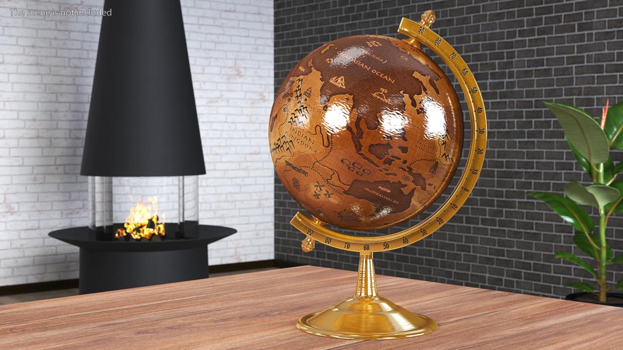 Antique Globe On Bronze Stand 3D model