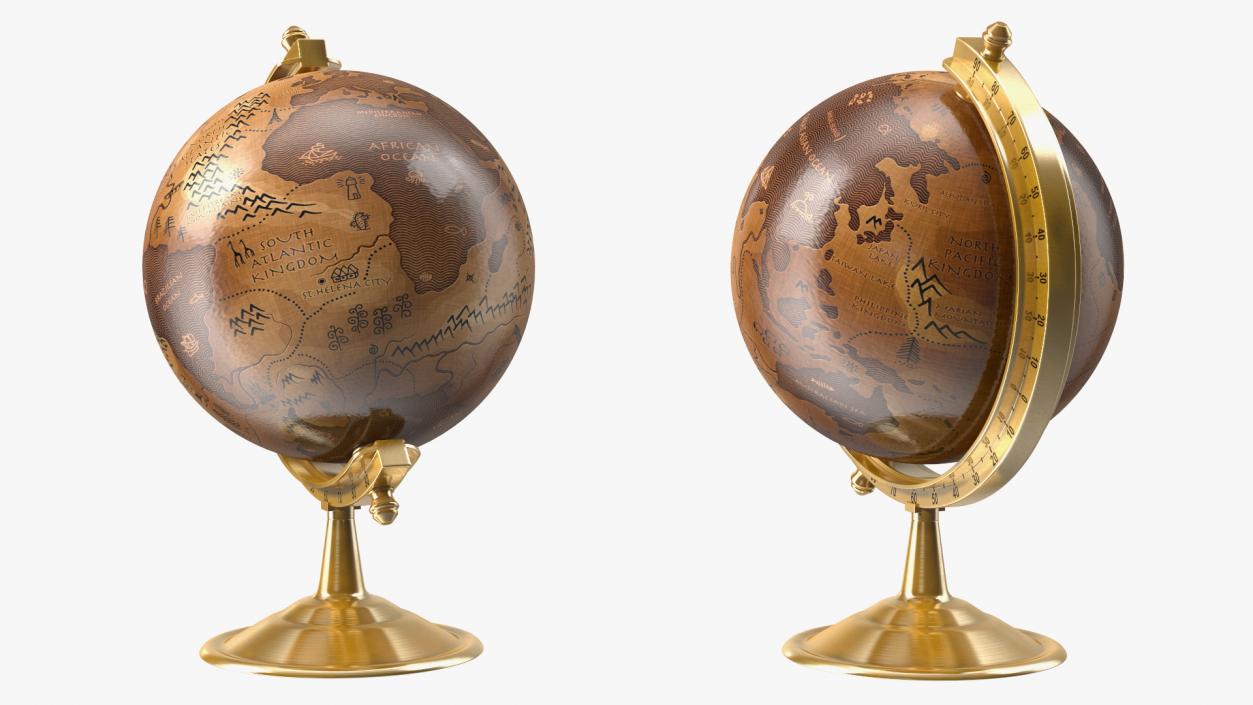 Antique Globe On Bronze Stand 3D model