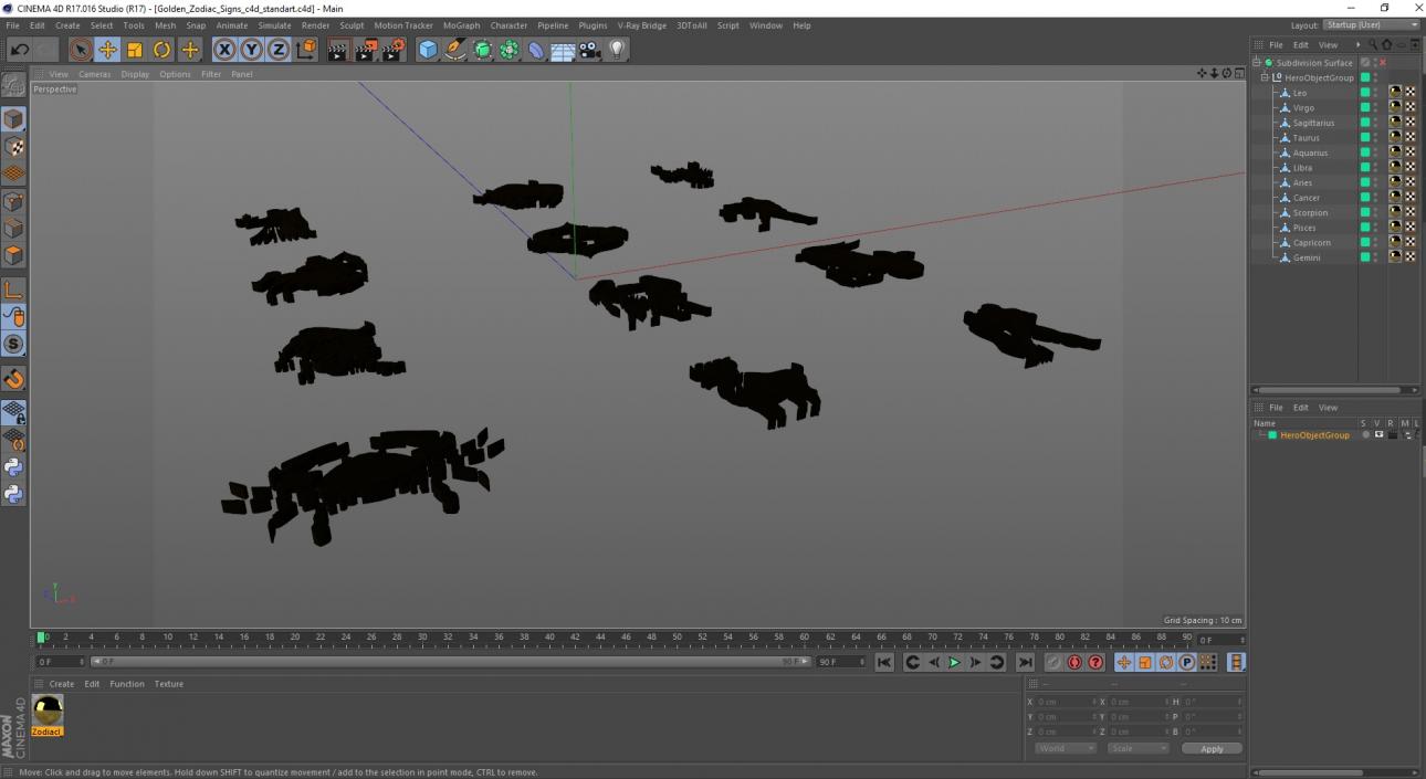 3D model Golden Zodiac Signs2