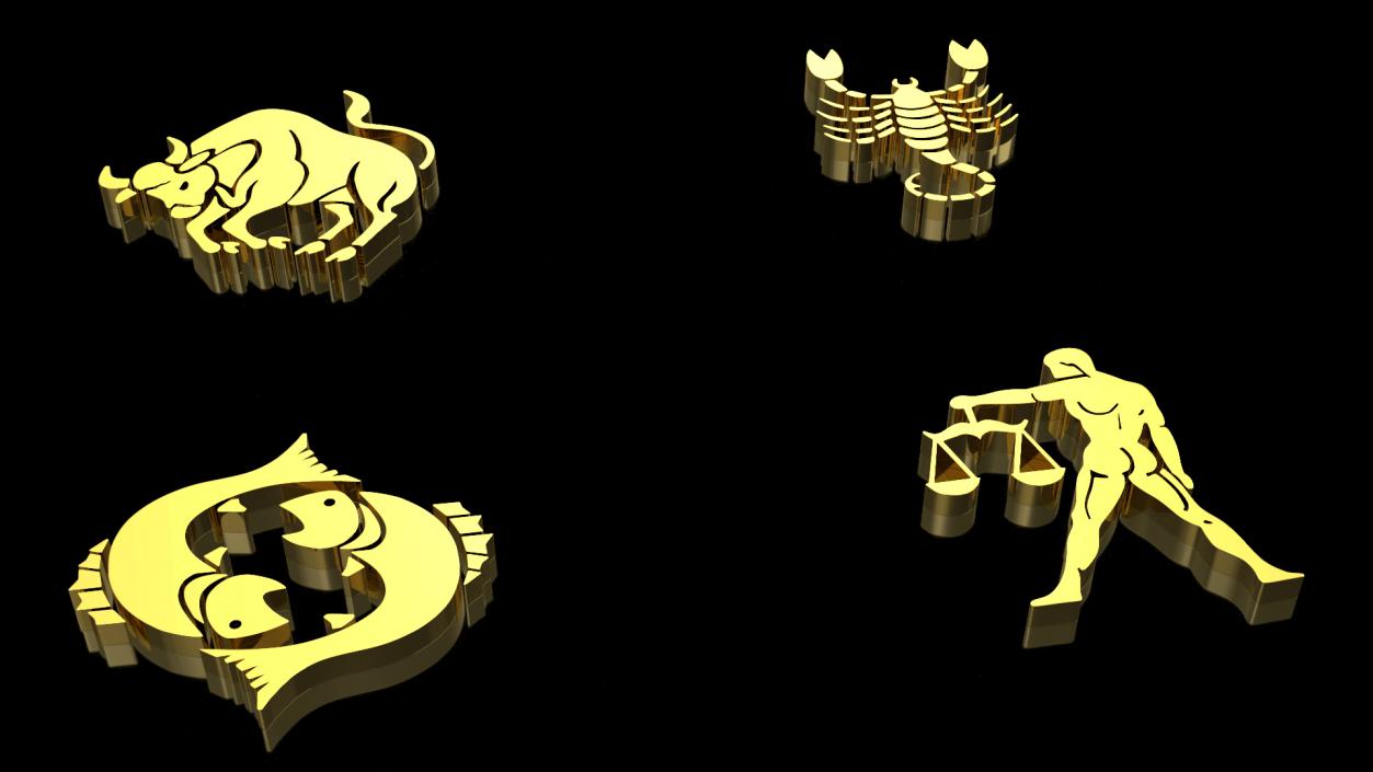 3D model Golden Zodiac Signs2