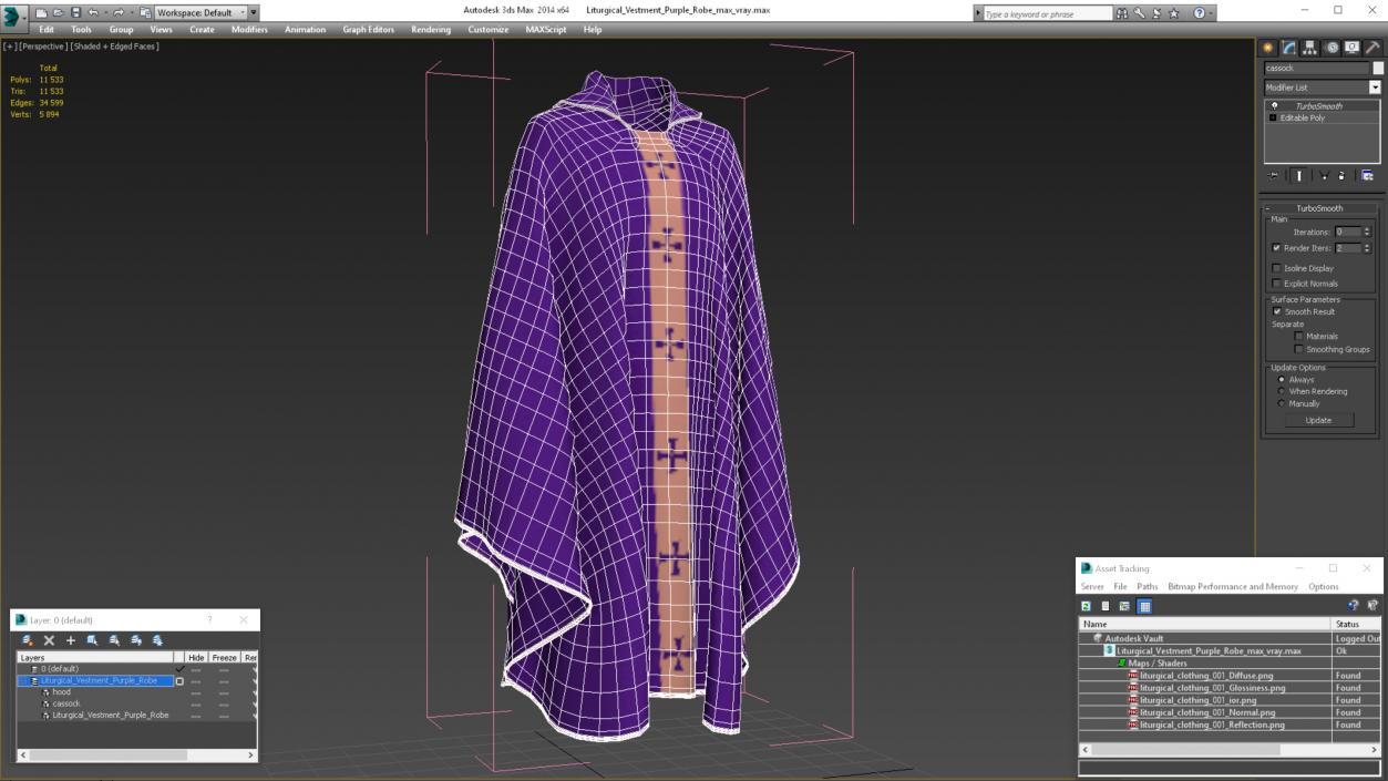 3D Liturgical Vestment Purple Robe