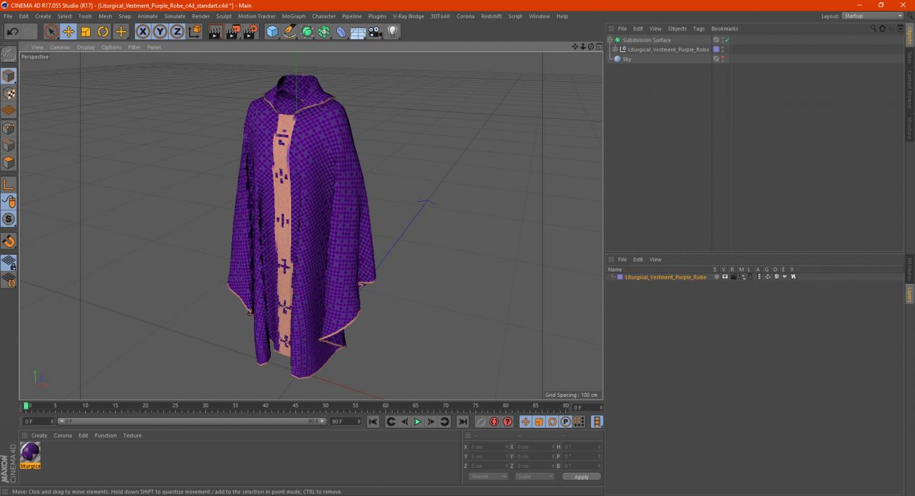 3D Liturgical Vestment Purple Robe