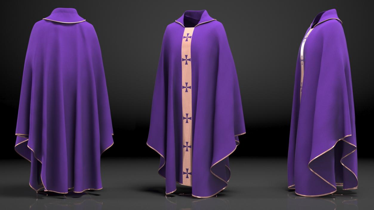 3D Liturgical Vestment Purple Robe