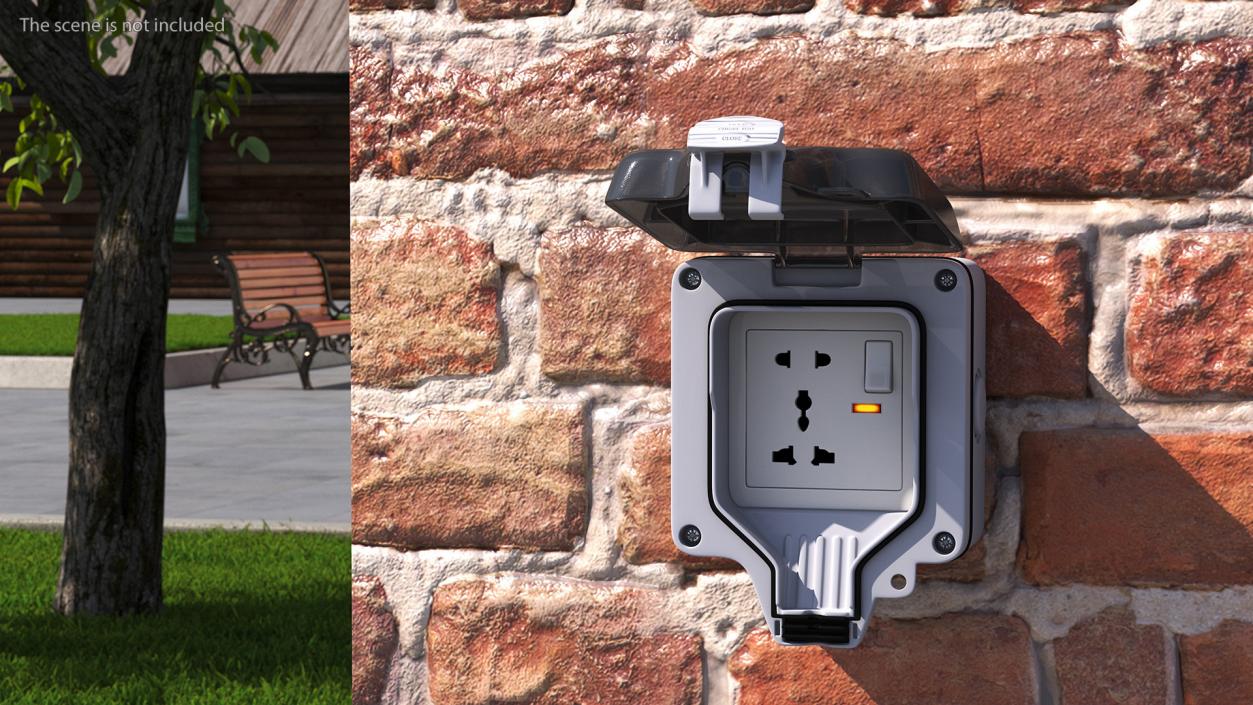 Electrical Socket Outdoor Wall Single 3D