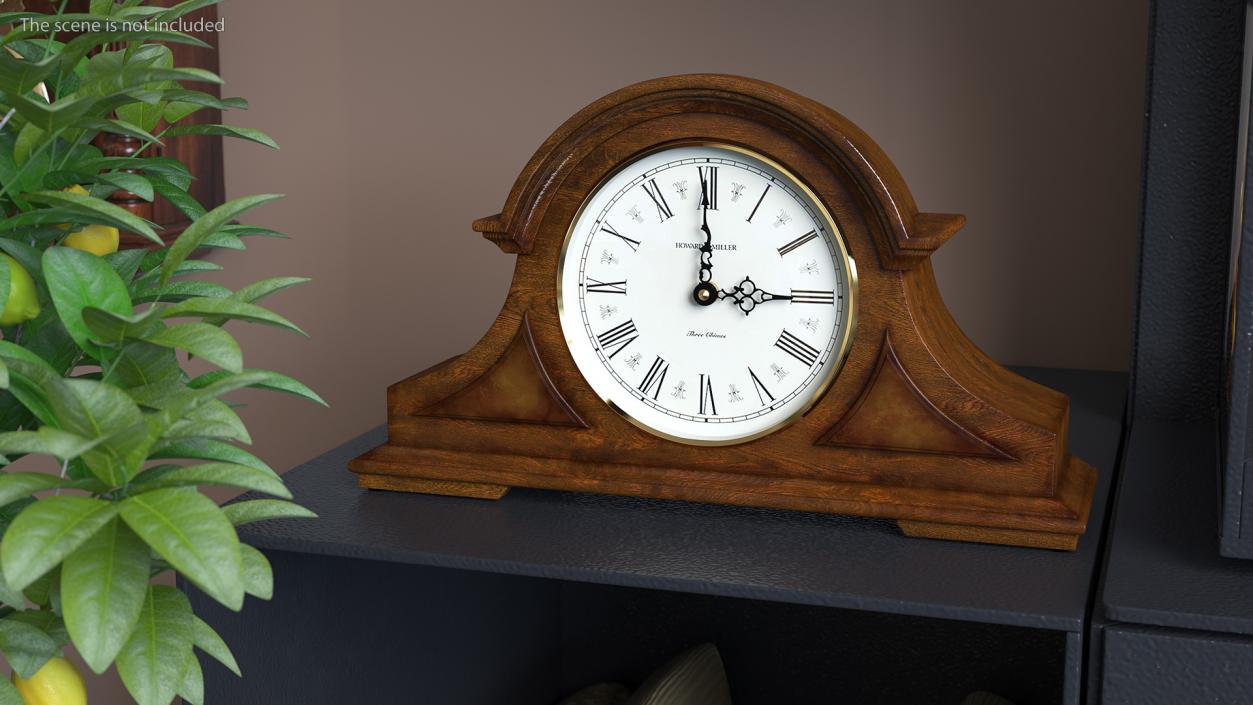 Howard Miller Burton II Mantel Clock Brown 3D