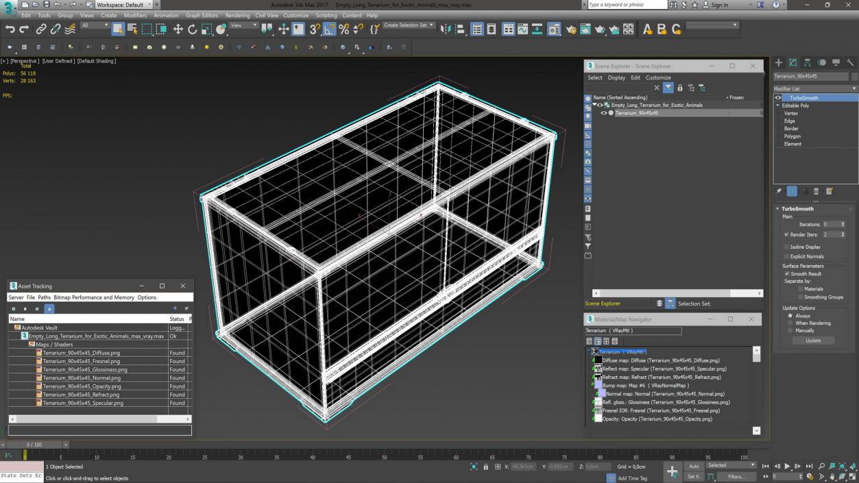 Empty Long Terrarium for Exotic Animals 3D model