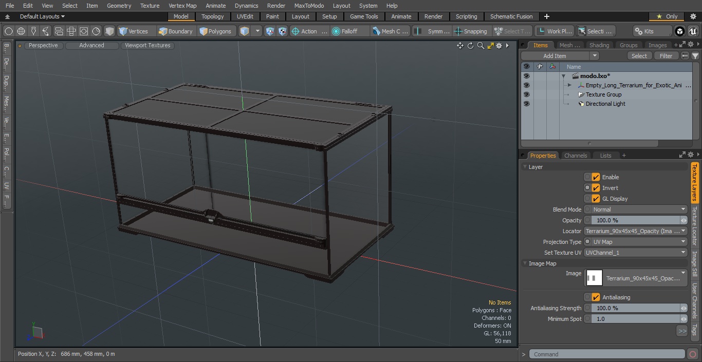 Empty Long Terrarium for Exotic Animals 3D model