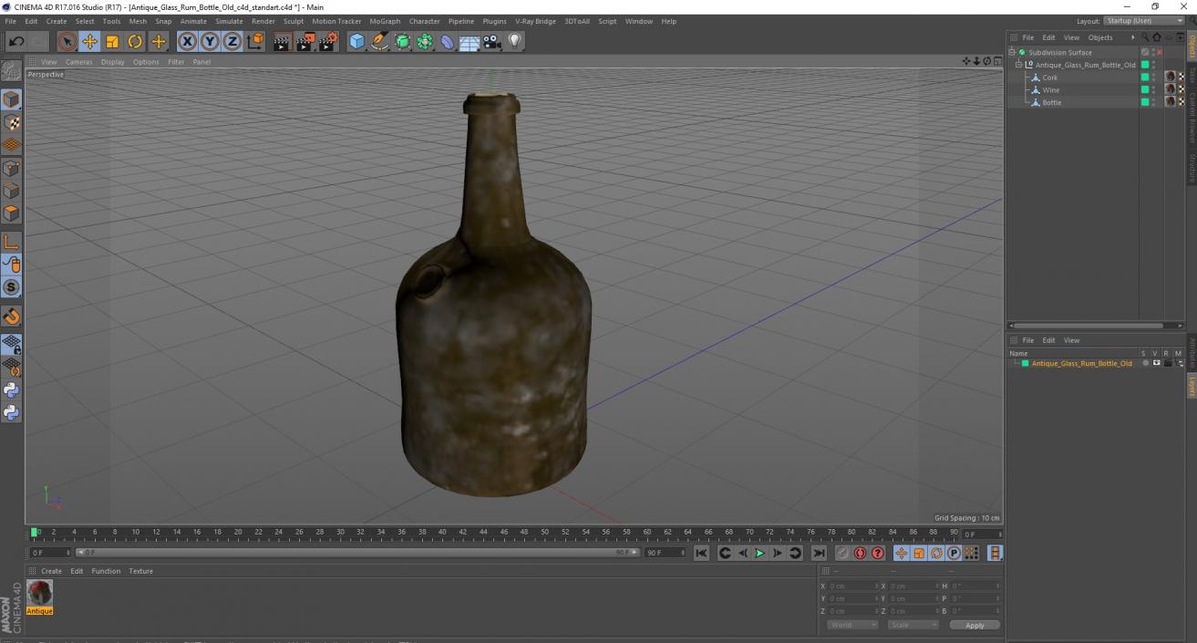 3D model Antique Glass Rum Bottle Old 2