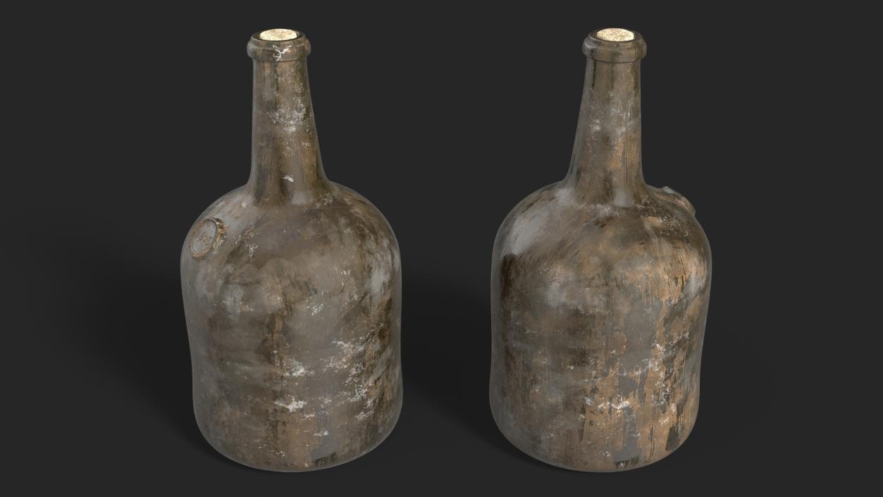 3D model Antique Glass Rum Bottle Old 2