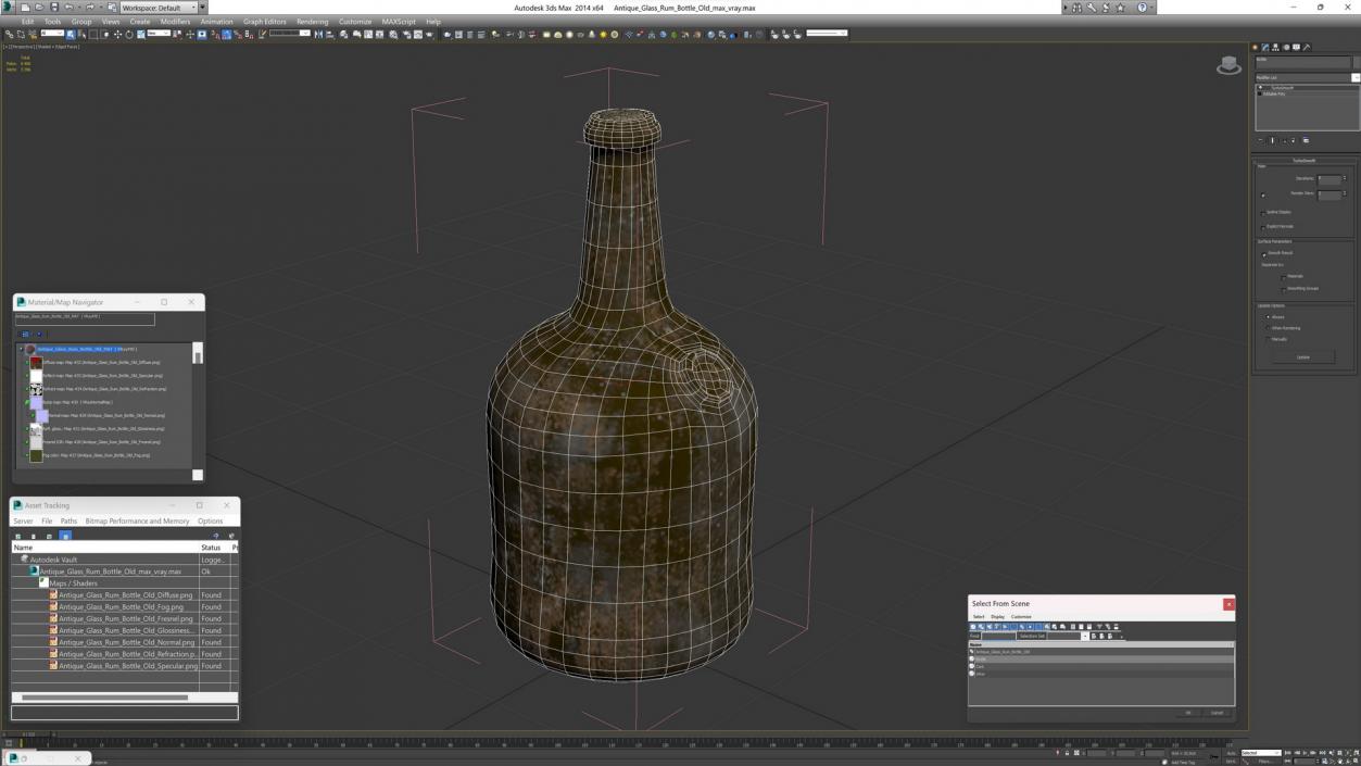 3D model Antique Glass Rum Bottle Old 2