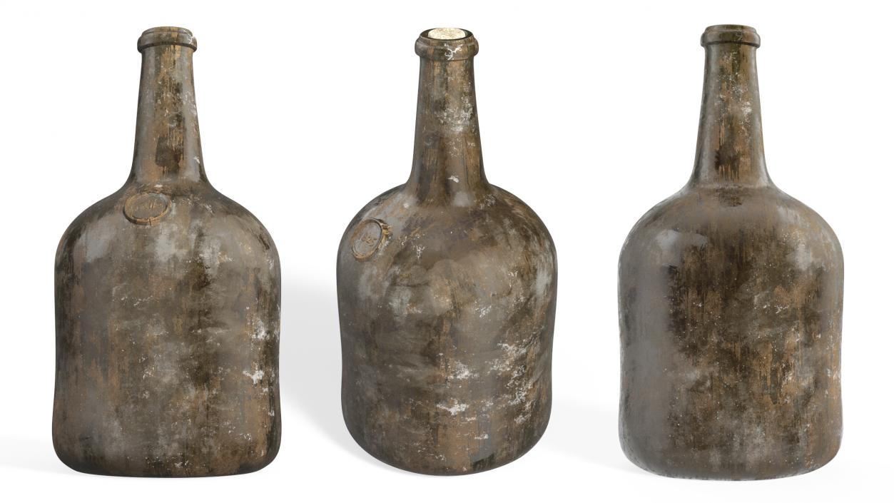 3D model Antique Glass Rum Bottle Old 2