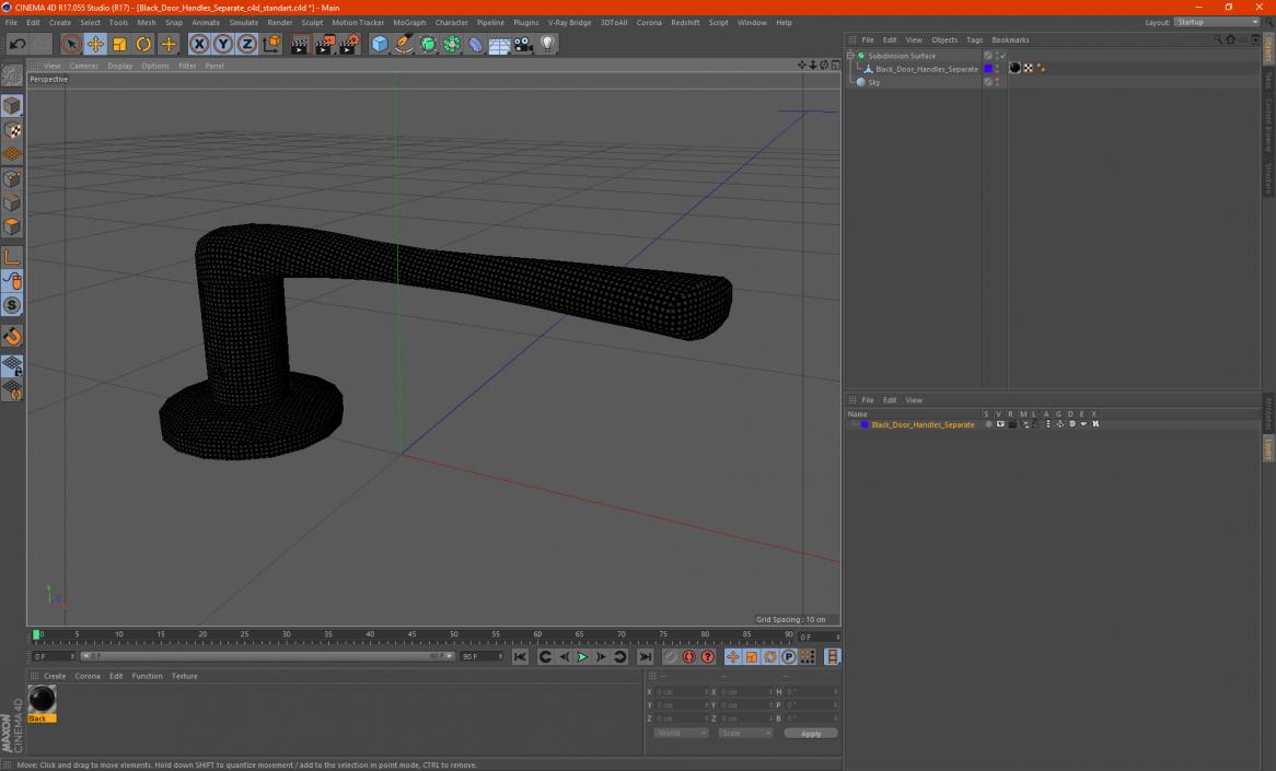 Black Door Handles Separate 3D