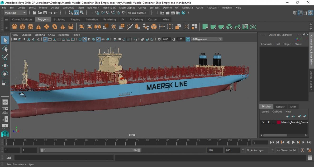 Maersk Madrid Container Ship Empty 3D model