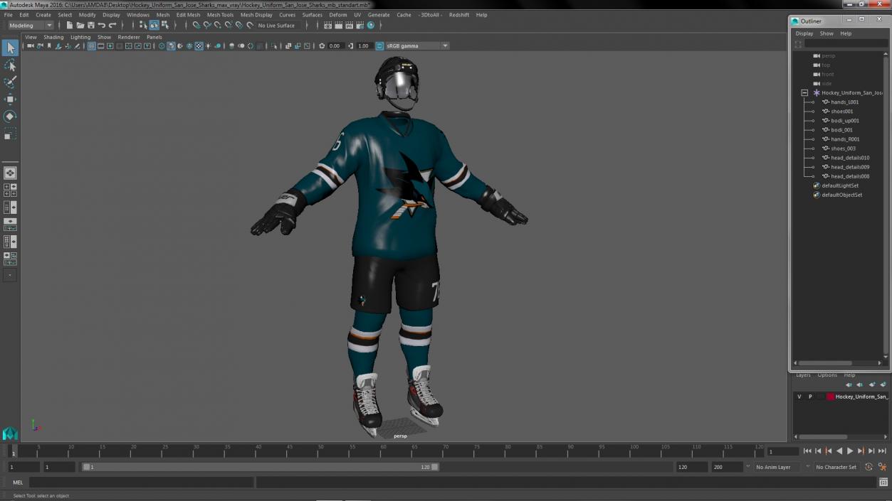 3D model Hockey Uniform San Jose Sharks