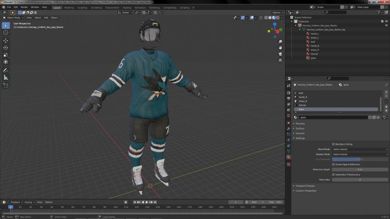 3D model Hockey Uniform San Jose Sharks