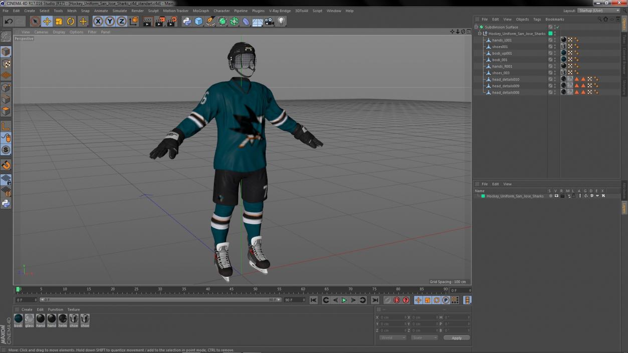 3D model Hockey Uniform San Jose Sharks