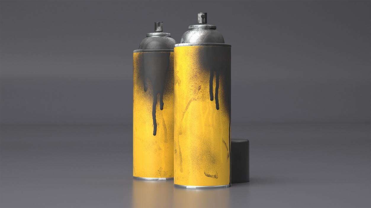 3D Used Cans of Spray Paints Collection