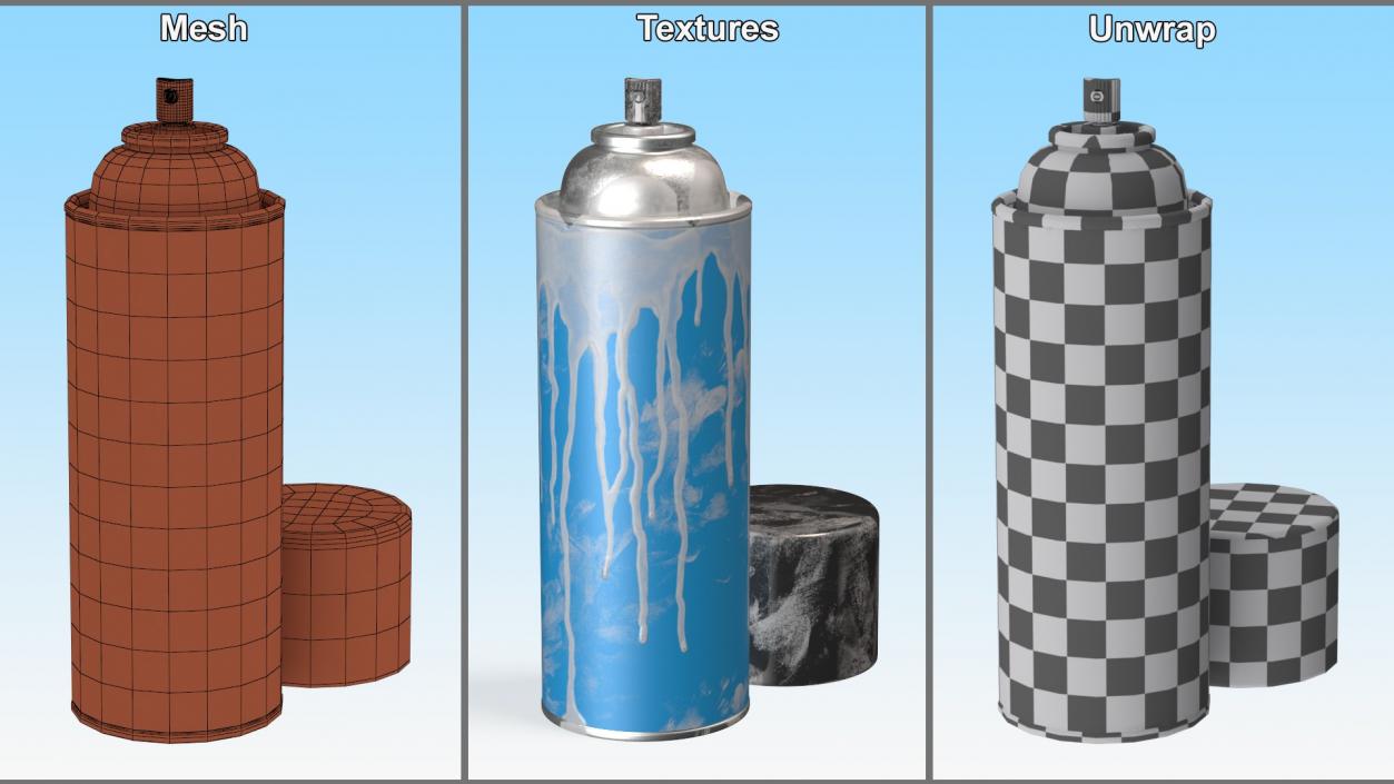 3D Used Cans of Spray Paints Collection