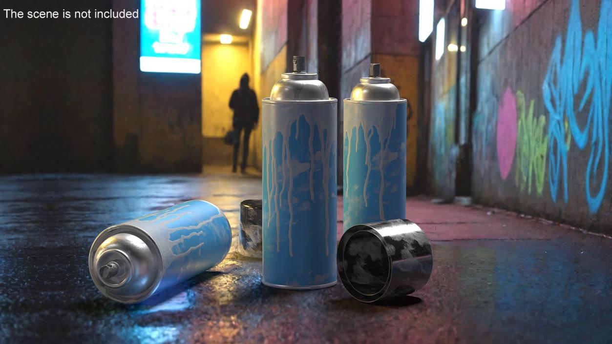 3D Used Cans of Spray Paints Collection