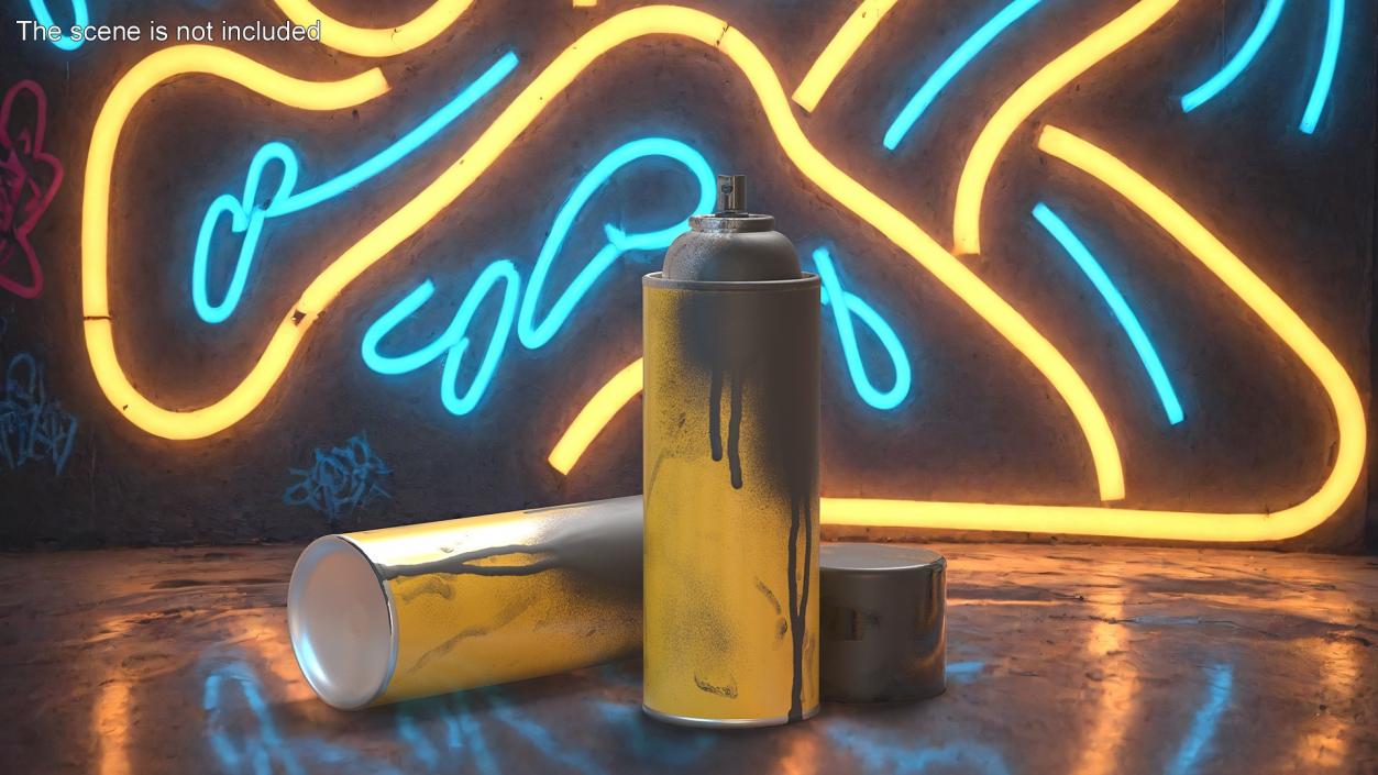 3D Used Cans of Spray Paints Collection