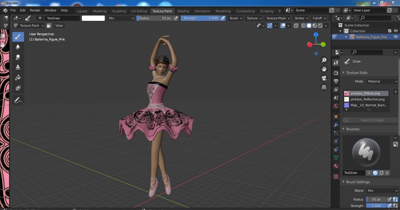 3D Ballerina Figure Pink