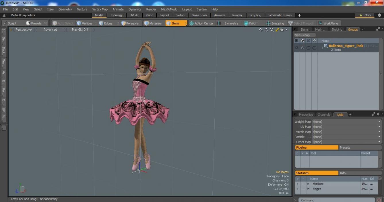 3D Ballerina Figure Pink