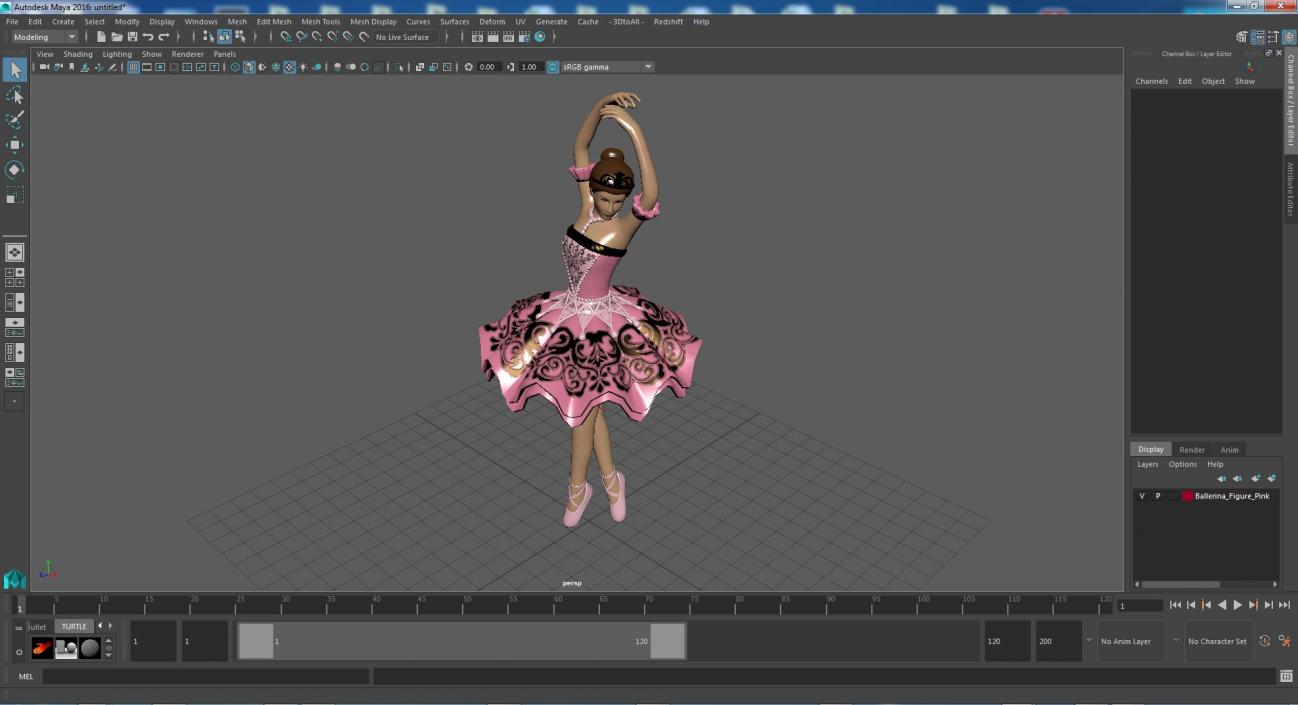 3D Ballerina Figure Pink