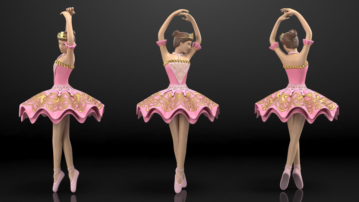 3D Ballerina Figure Pink