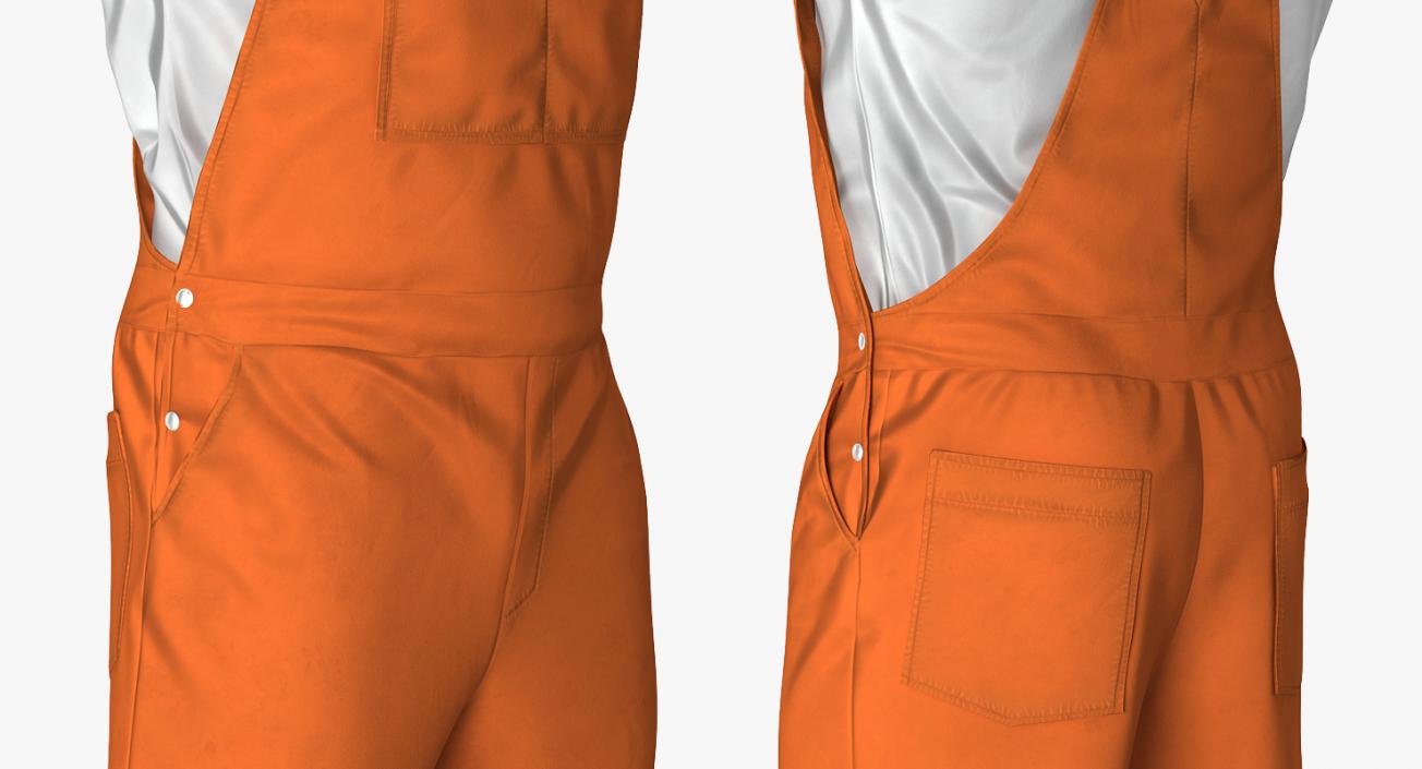 Worker In Orange Overalls Rigged 3D