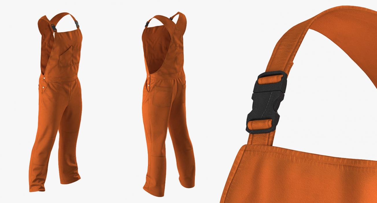 Worker In Orange Overalls Rigged 3D