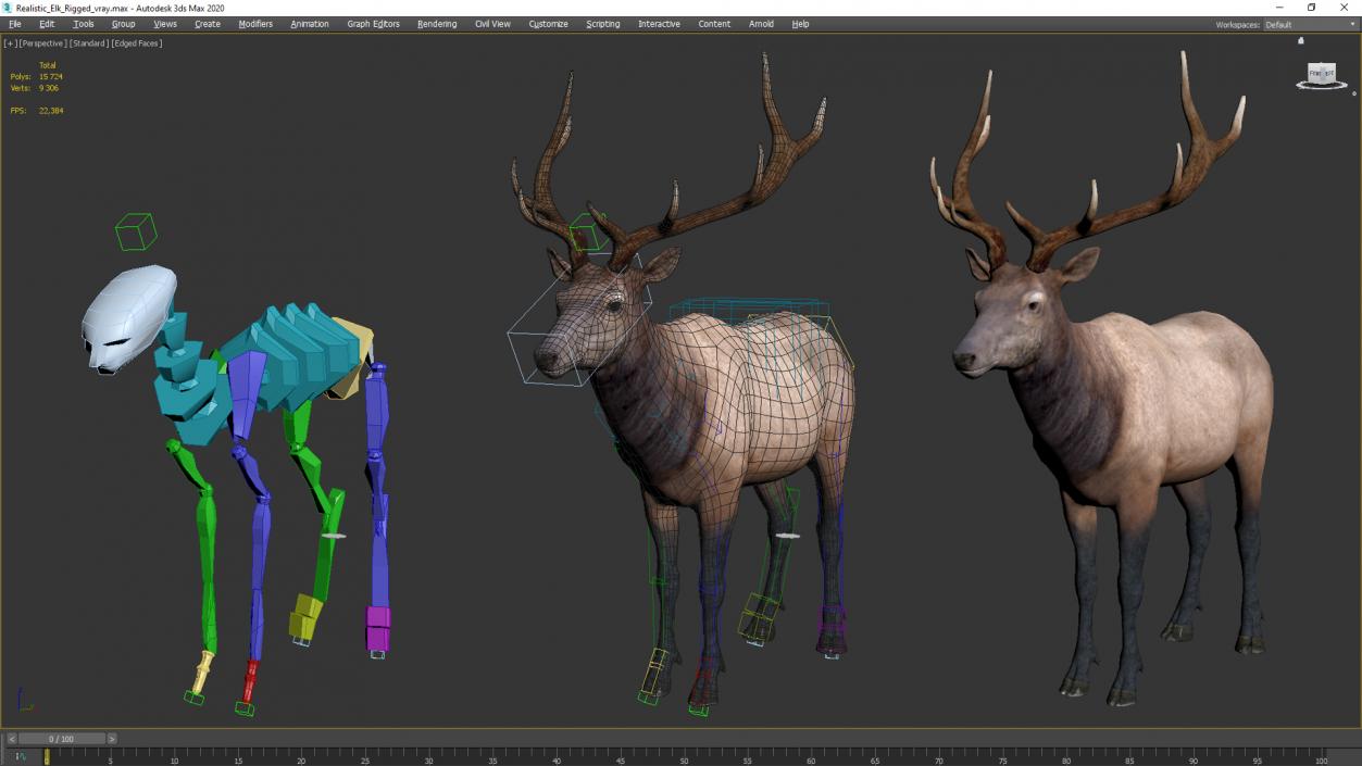 3D model Realistic Elk Rigged