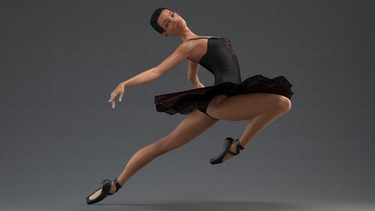 3D Light Skinned Black Ballerina Rigged