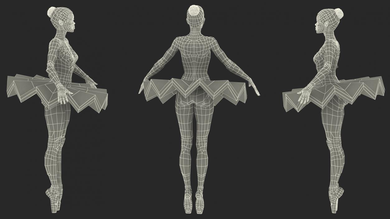 3D Light Skinned Black Ballerina Rigged