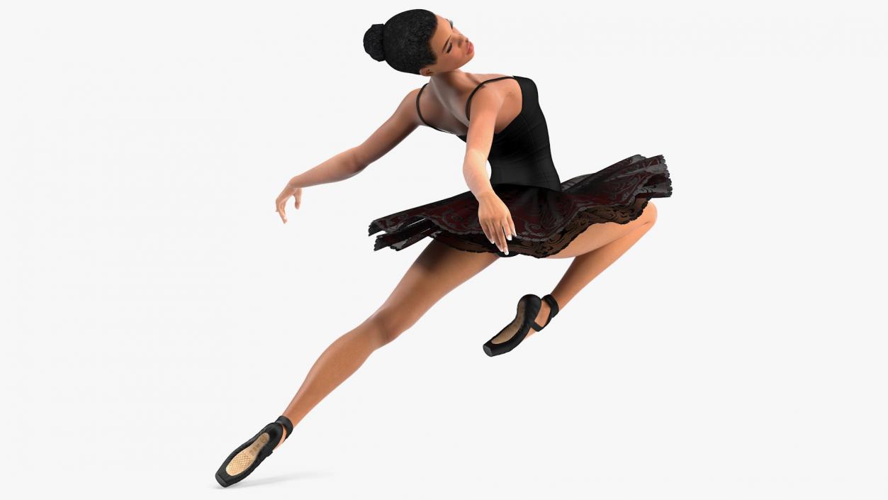 3D Light Skinned Black Ballerina Rigged