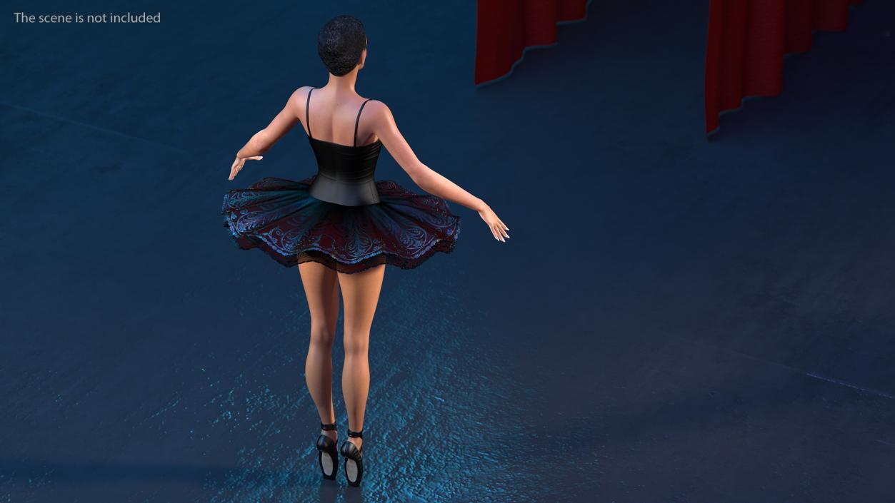 3D Light Skinned Black Ballerina Rigged