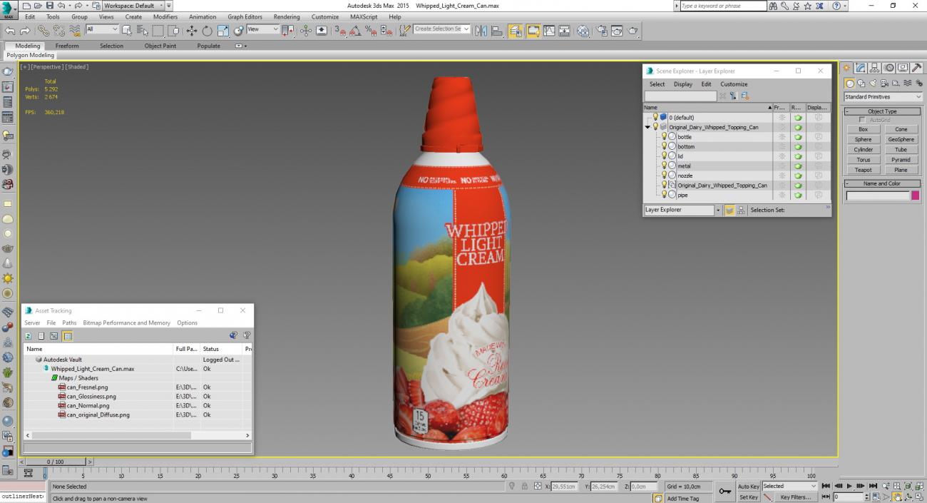 3D Whipped Light Cream Can model