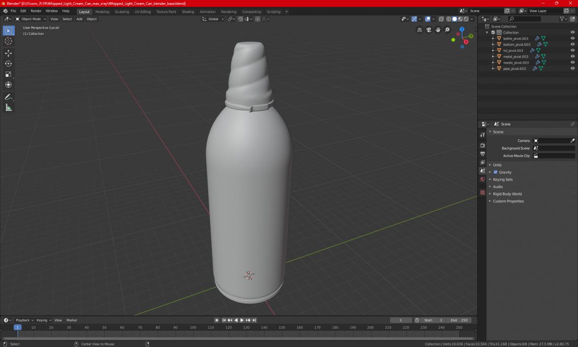 3D Whipped Light Cream Can model