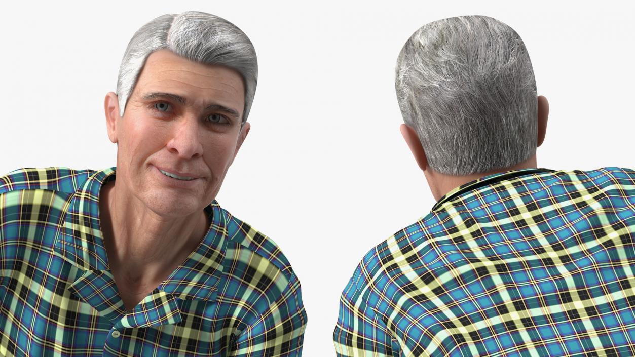 Elderly Man Homewear Rigged 3D