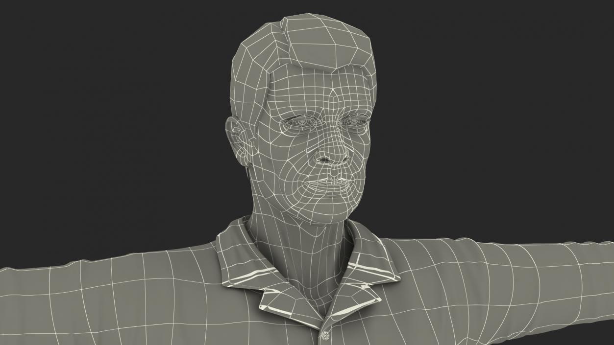 Elderly Man Homewear Rigged 3D