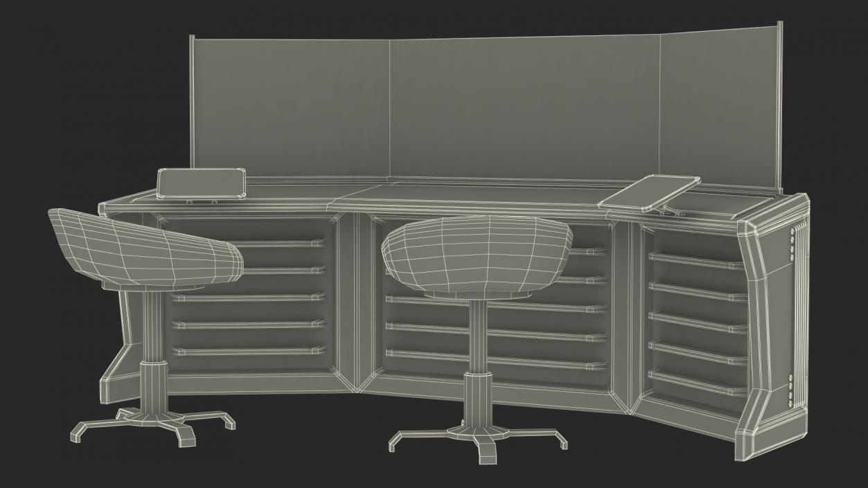 Futuristic Command Center Console with Chair 3D model