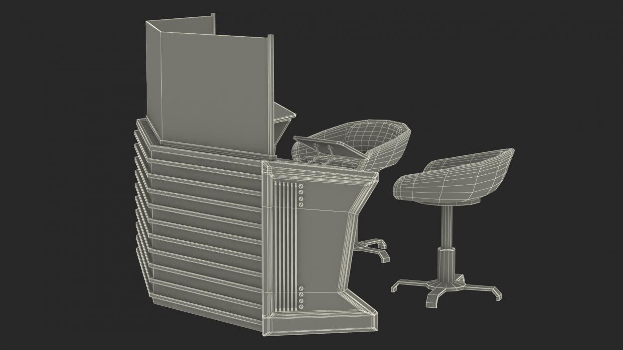 Futuristic Command Center Console with Chair 3D model