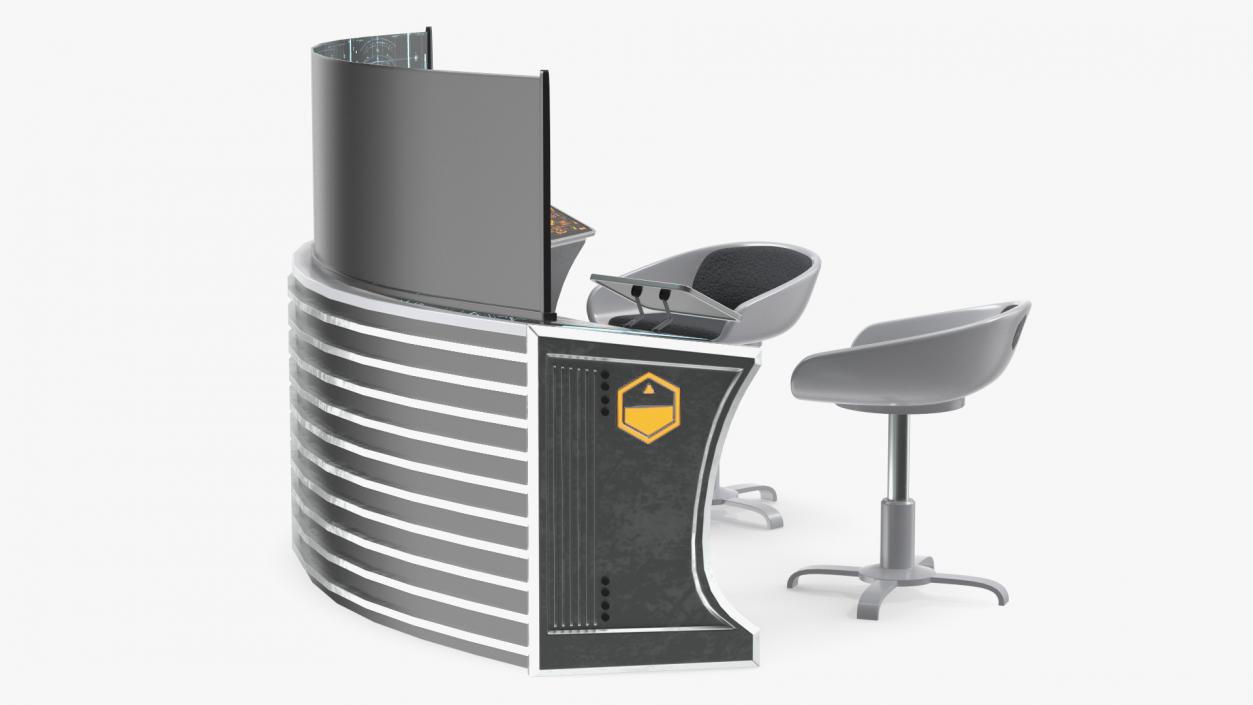 Futuristic Command Center Console with Chair 3D model