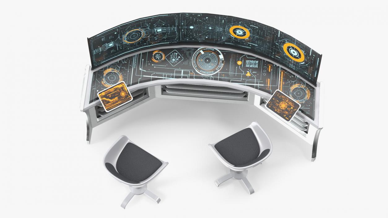 Futuristic Command Center Console with Chair 3D model