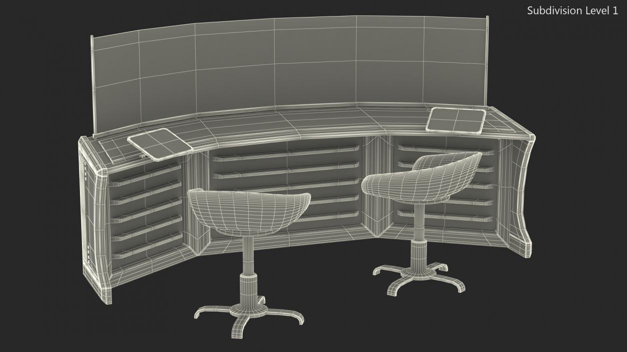 Futuristic Command Center Console with Chair 3D model