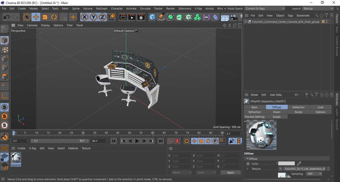 Futuristic Command Center Console with Chair 3D model